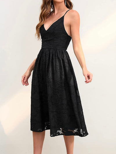 Black lace midi dress