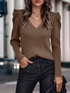 Brown puff sleeves top