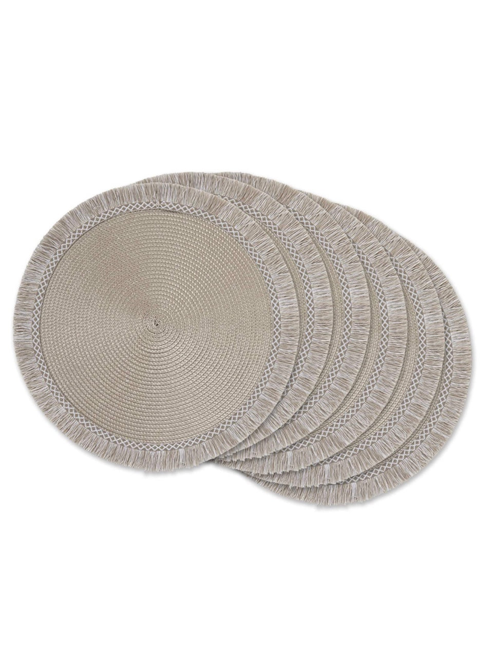 Set of 6 beige round placemats