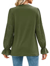Olive green eyelet sleeves blouse