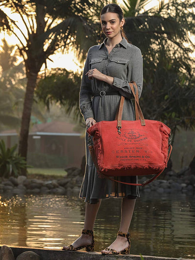 Red coral canvas bag