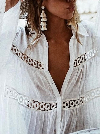 White lace beach short dress/long shirt