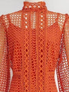Orange embroidered mini dress