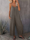 Solid gray ankle length jumpsuit