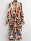 Vintage print midi dress