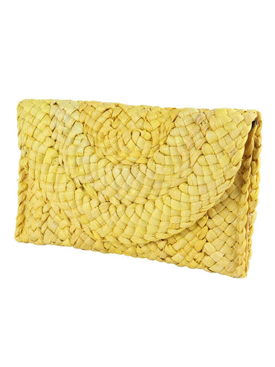 Women’s yellow straw clutch