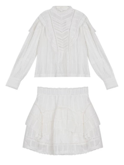 White set embroidered top and skirt