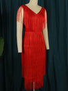 Red tassels midi dress