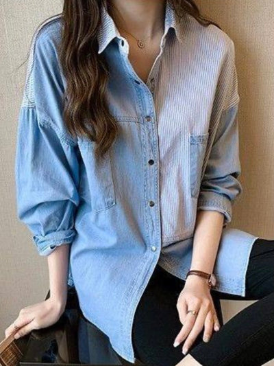 Denim light blue multicolored shirt