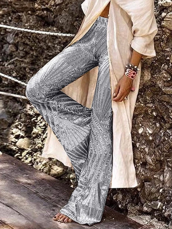 Flare sequins silver and gray pants