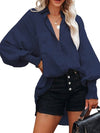 Navy blue bomber sleeves big pocket tunic shirt