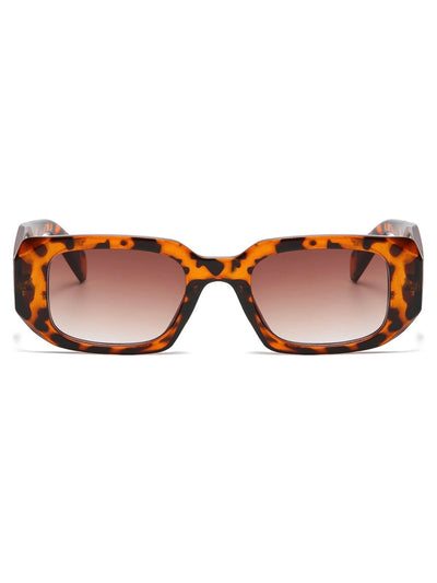 Rectangle retro brown leopard sunglasses