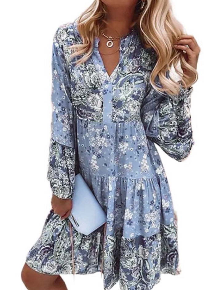Light blue print short dress