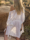 Off white lace beach cover up/short dress