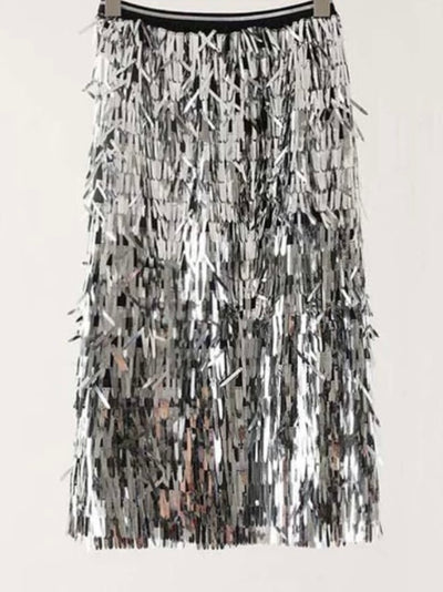Silver sticks sequins skirt