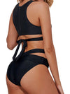 Black bikini set of 2 pieces top and bottom straps swimwear