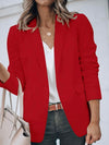 Red blazer draped sleeves