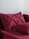 Dark red pleated bed set 8 pieces