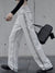 White and black painted lines jeans pants