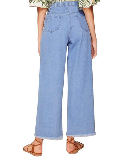 Mid blue denim capri wide pants