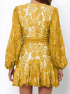Yellow lace wrap mini dress