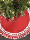 Red and white leaves Christmas tree skirt