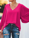 Balloon sleeves fuchsia blouse