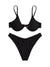 Black bikini straps triangle top and bottom swimwear