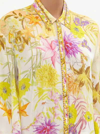 Yellow print short dress