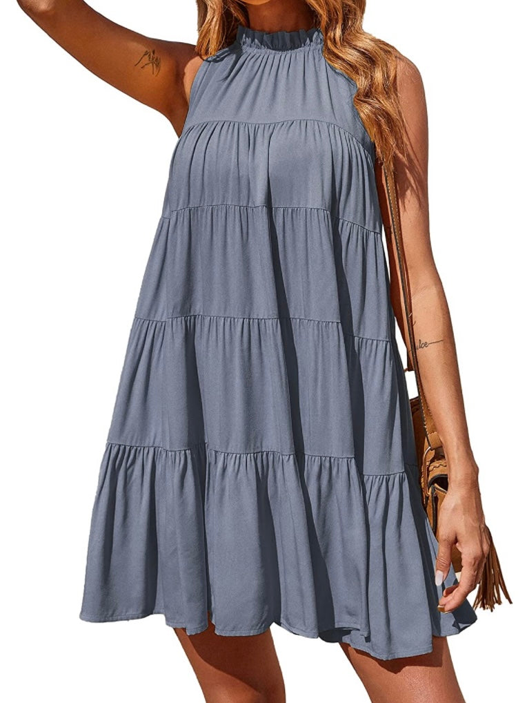 Gray blue A-line mini dress