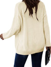 Cut out V neck beige sweater