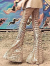 Flare sequins gold and apricot pants