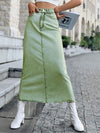 Lime green denim maxi skirt