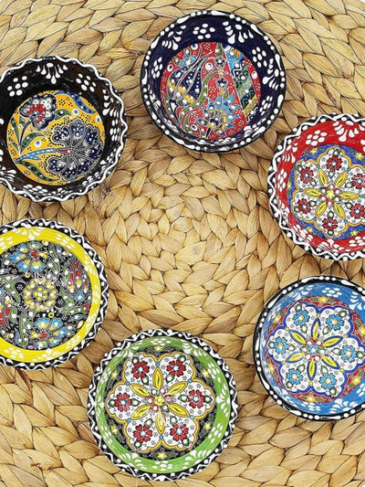 Set of 6 Turkish style multicolored ceramic bowls