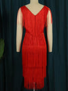 Red tassels midi dress