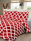 Red and white print comforter