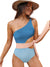 Blue tones top and bottom one piece swimsuit