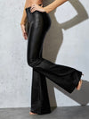 Black faux leather high rise pants