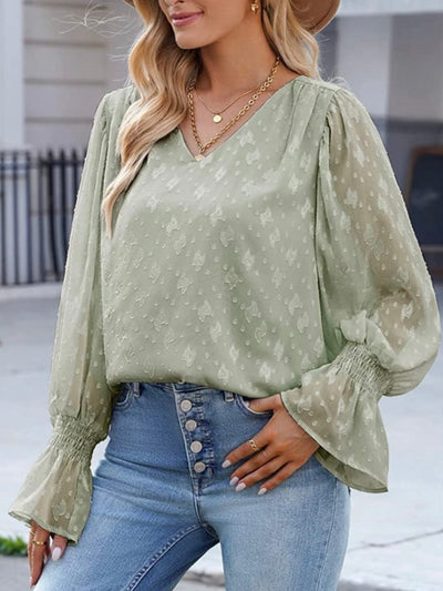 Light green bishops sleeves blouse