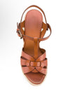 Brown wedge high heels sandals