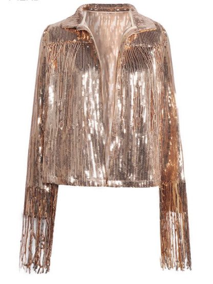 Gold sequins and tassels jacket