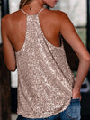 Rose champagne sequins tank top