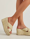 Natural wedge high heels crossed straps platform sandals