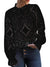 Black collar lace floral texture blouse