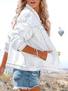 White jeans spikes crop jacket