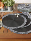 Set of 6 black round placemats