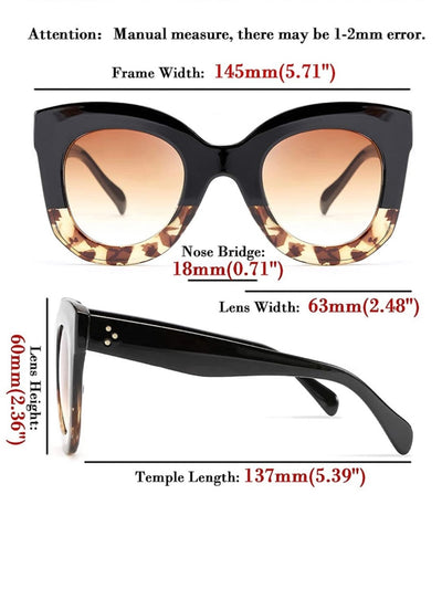 Black leopard square horn sunglasses