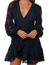 Black lace wrap mini dress