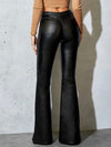 Black faux leather high rise pants