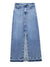 Mid blue denim tube maxi skirt